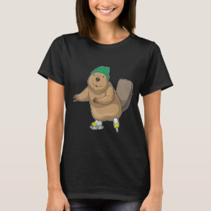 Beaver Ice skating Ice schaatsen T-shirt