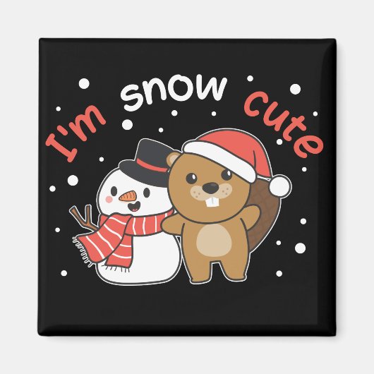 Beaver Ik ben Sneeuwsnuffelaar Sneeuwpop Magnet (Voorkant)
