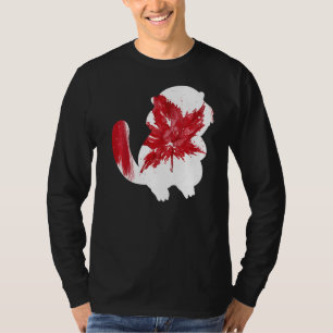 Beaver in Maple Leaf Canadian Flag Happy Canada T-shirt