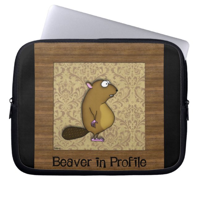 Beaver in profiel laptop sleeve (Voorkant)