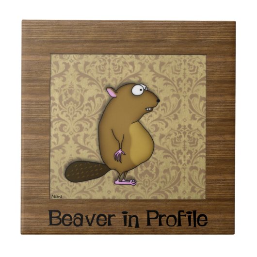 Beaver in profiel tegeltje (Voorkant)