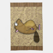 Beaver in profiel theedoek (Verticaal)