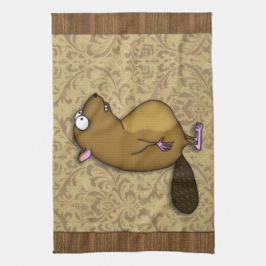 Beaver in profiel theedoek (Verticaal)