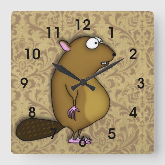 Beaver in profiel vierkante klok (Voorkant)