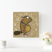 Beaver in profiel vierkante klok (Huis)