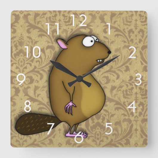 Beaver in profiel vierkante klok (Voorkant)