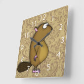 Beaver in profiel vierkante klok (Hoek)