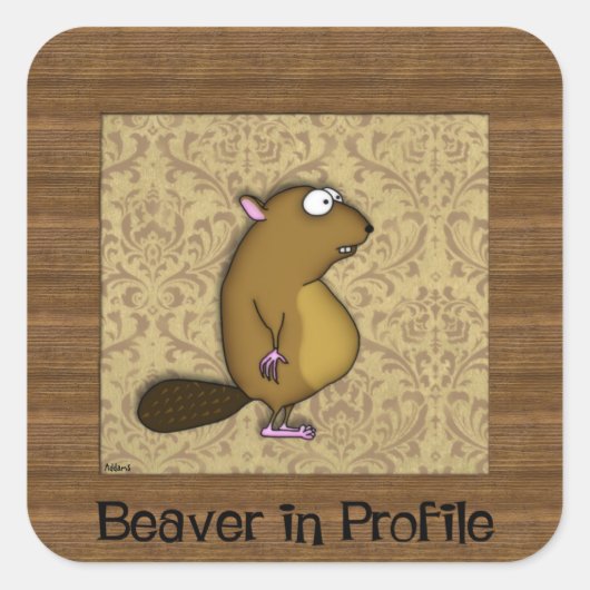 Beaver in profiel vierkante sticker (Voorkant)