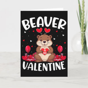 Beaver Is My Valentine Love Hearts Beaver Valentij Kaart