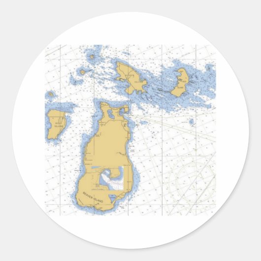 Beaver Island, MI nautische kaart Ronde Sticker (Voorkant)