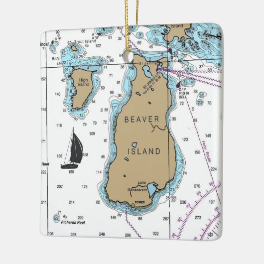 Beaver Island Michigan Nautical Chart Keramisch Ornament (Links)
