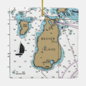 Beaver Island Michigan Nautical Chart Keramisch Ornament (Achterkant)