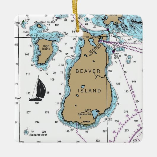 Beaver Island Michigan Nautical Chart Keramisch Ornament (Voorkant)