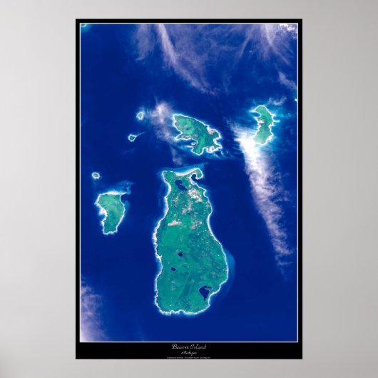 Beaver Island, Michigan satellietposter Poster (Voorkant)