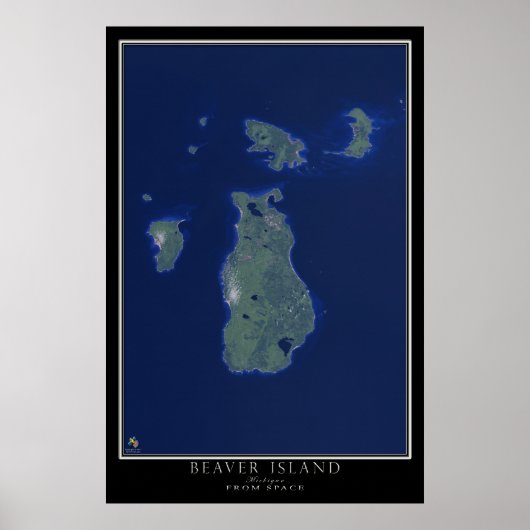 Beaver Island Michigan van Space Satellite Art Poster (Voorkant)