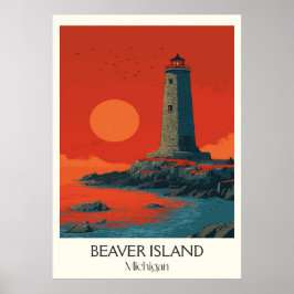 Beaver Island Michigan  vuurtorenkunst Poster