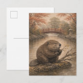 Beaver Japanese Landscape Postcard Briefkaart (Voorkant / Achterkant)