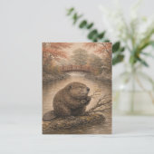 Beaver Japanese Landscape Postcard Briefkaart (Staand voorkant)