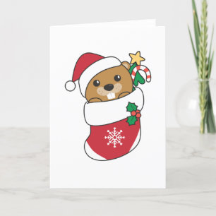 Beaver Kerst Sneeuw Winter Dieren Bever Feestdagen Kaart