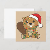 Beaver Kerst Winter Dieren Beaver Uitnodiging (Voorkant / Achterkant)