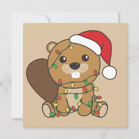 Beaver Kerst Winter Dieren Beaver Uitnodiging (Voorkant)