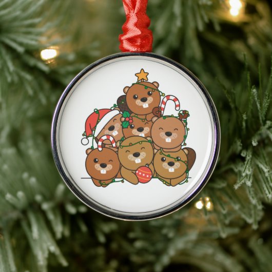Beaver kerstboom Funny Animal Kerstmis Ceram Metalen Ornament (Boom)