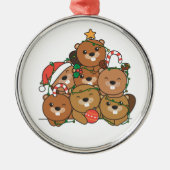 Beaver kerstboom Funny Animal Kerstmis Ceram Metalen Ornament (Voorkant)