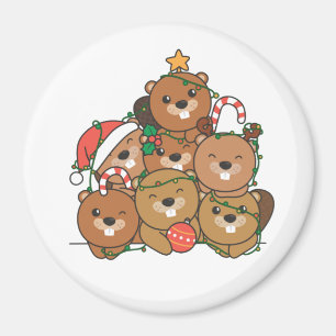 Beaver kerstboom Funny Animal Kerstmis Magne Magneet