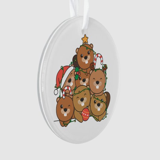 Beaver kerstboom Funny Animal Kerstmis Ornament (voorkant)