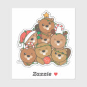 Beaver kerstboom Funny Animal Kerstmis Sticker (Vel)