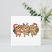 Beaver Kerstmis Kerstmis Dieren Schattige Bever Ui Kaart (Staand voorkant)