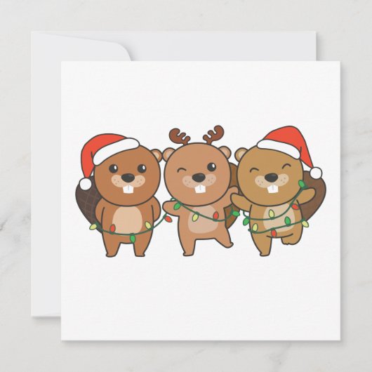 Beaver Kerstmis Kerstmis Dieren Schattige Bever Ui Kaart (Voorkant)