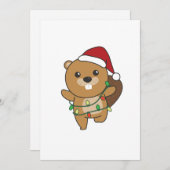 Beaver-kerstwinterdieren Beaver Feestdagenkaart (Voorkant / Achterkant)