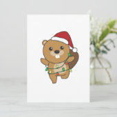 Beaver-kerstwinterdieren Beaver Feestdagenkaart (Staand voorkant)
