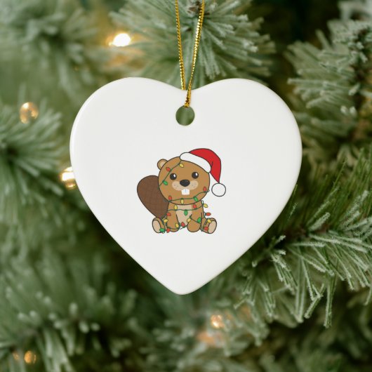 Beaver-kerstwinterdieren Beaver Keramisch Ornament (Boom)