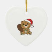 Beaver-kerstwinterdieren Beaver Keramisch Ornament (Voorkant)
