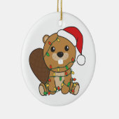 Beaver-kerstwinterdieren Beaver Keramisch Ornament (Rechts)