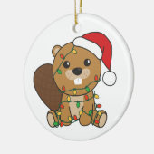 Beaver-kerstwinterdieren Beaver Keramisch Ornament (Links)