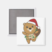 Beaver-kerstwinterdieren Beaver Magneet (Voorkant / Achterkant)