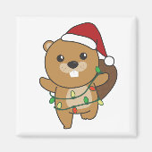 Beaver-kerstwinterdieren Beaver Magneet (Voorkant)
