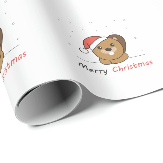 Beaver-kerstwintersneeuw Cadeaupapier (Rol Hoek)