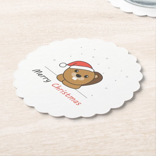 Beaver-kerstwintersneeuw Kartonnen Onderzetters (Gekanteld)