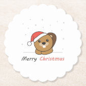 Beaver-kerstwintersneeuw Kartonnen Onderzetters (Voorkant)