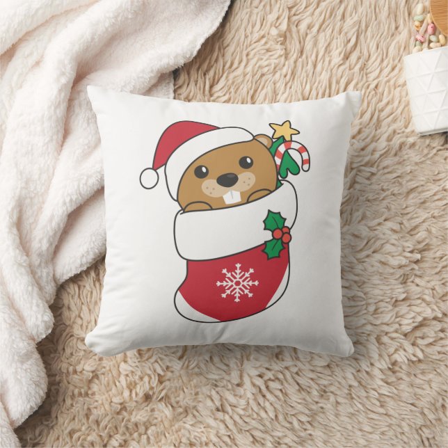 Beaver-kerstwintersneeuw Kussen (Deken)