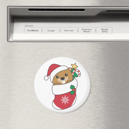 Beaver-kerstwintersneeuw Magneet (Insitu (Vaatwasser))