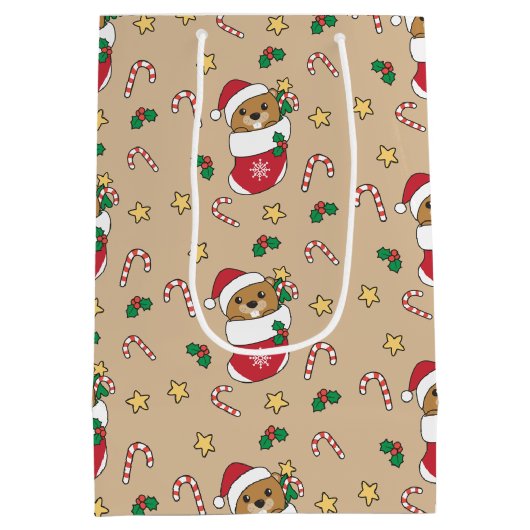 Beaver-kerstwintersneeuw Medium Cadeauzakje (Achterkant)
