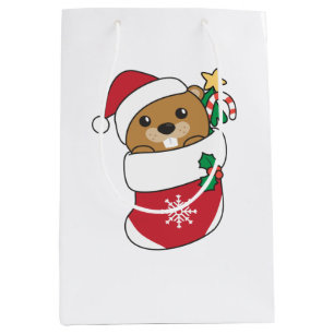 Beaver-kerstwintersneeuw Medium Cadeauzakje