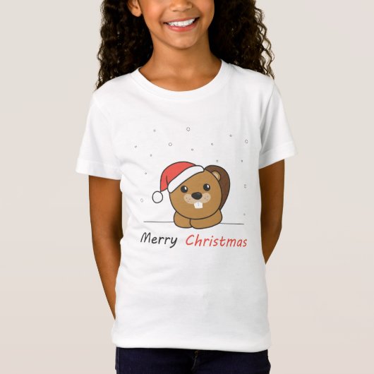 Beaver-kerstwintersneeuw T-shirt (Voorkant)