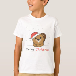 Beaver-kerstwintersneeuw T-shirt