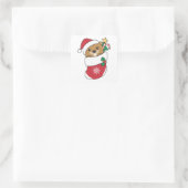 Beaver-kerstwintersneeuw Vierkante Sticker (Tas)